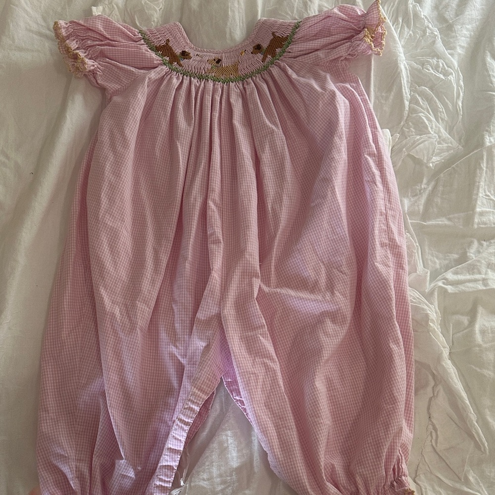 Pink Gingham Baby Romper